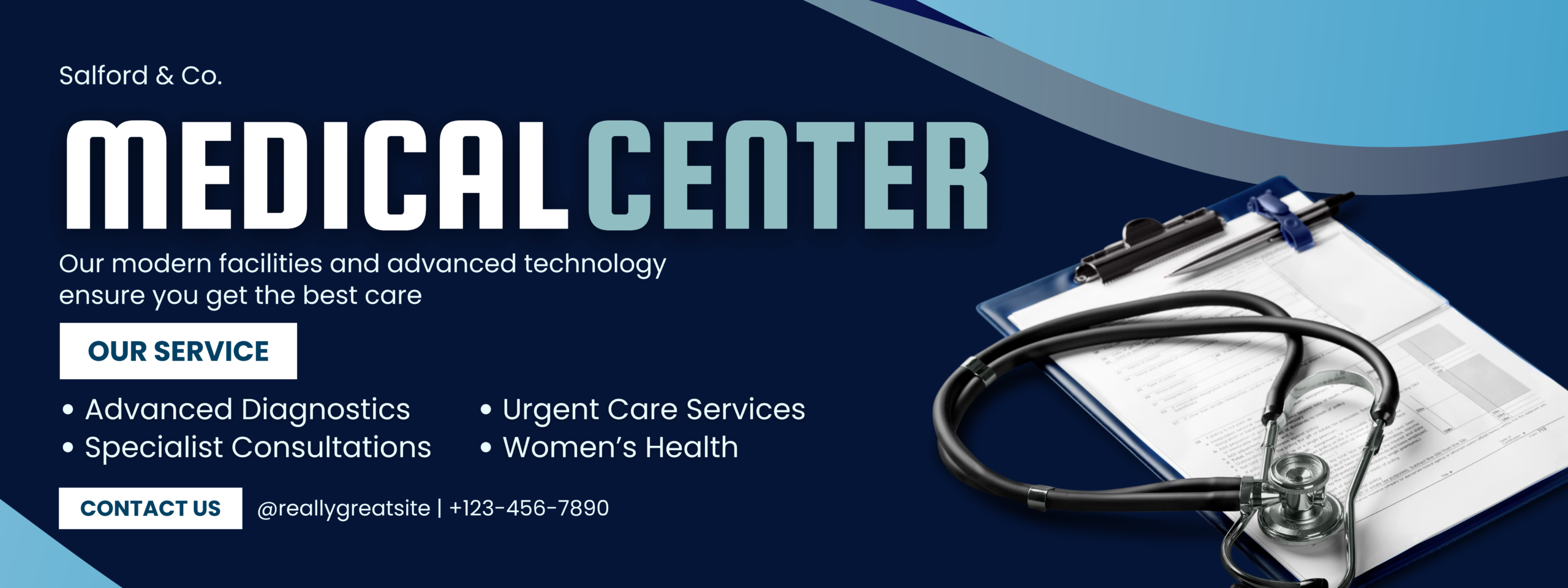 Blue White Modern Medical Center Banner