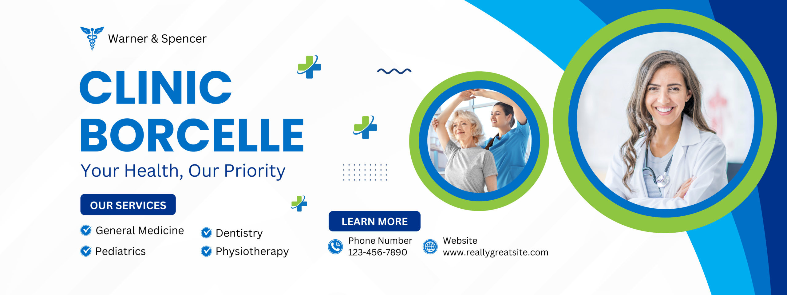 Blue and Green Corporate Clinic Banner