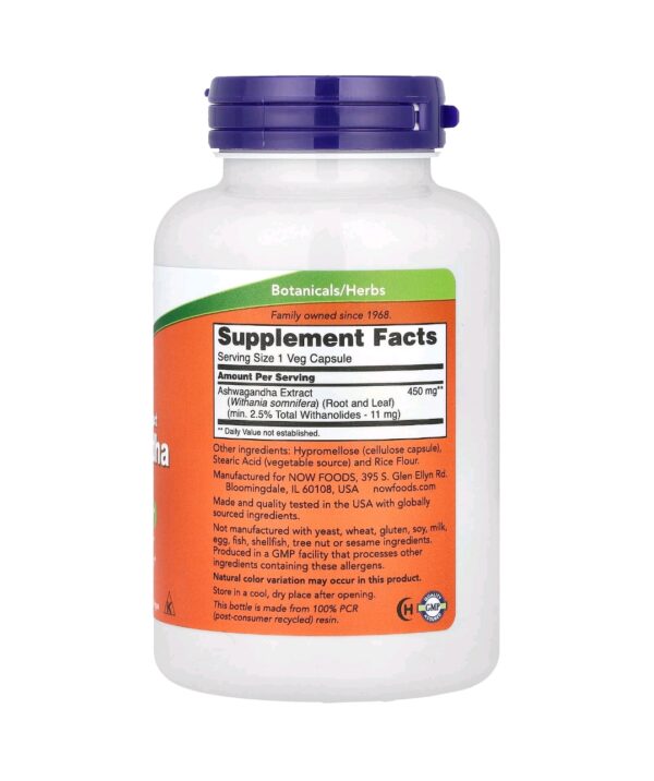 Ashwaganda now 450mg 180 caps