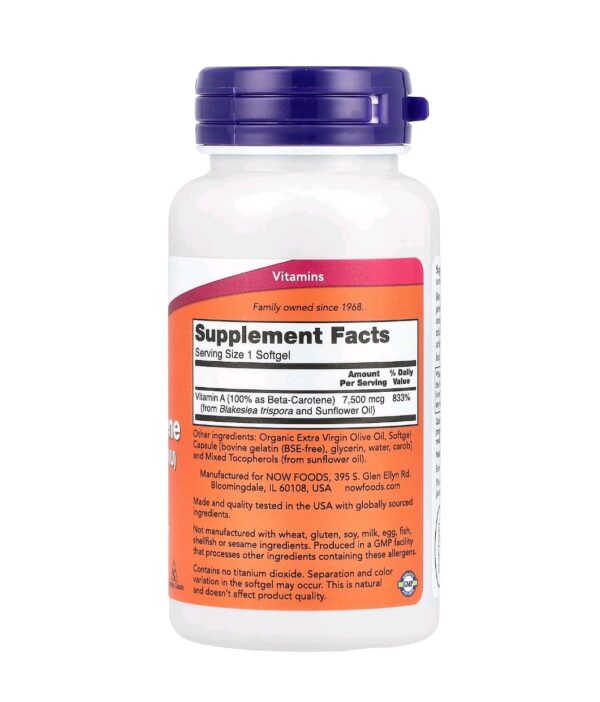 Natural beta carotene now 90 softgels