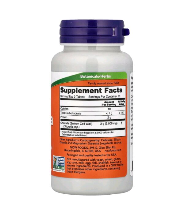 Chlorella 1000mg now 60 tab