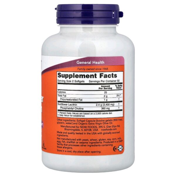 Sunflower lecithin now 100 softgels