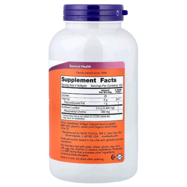 Sunflower lecithin now 200 softgels