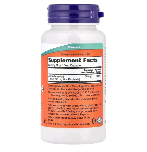 Zinc picolinate now 50mg 120 caps